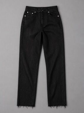 Manière De Voir Black Rhinestone Embellished Jeans Size 6